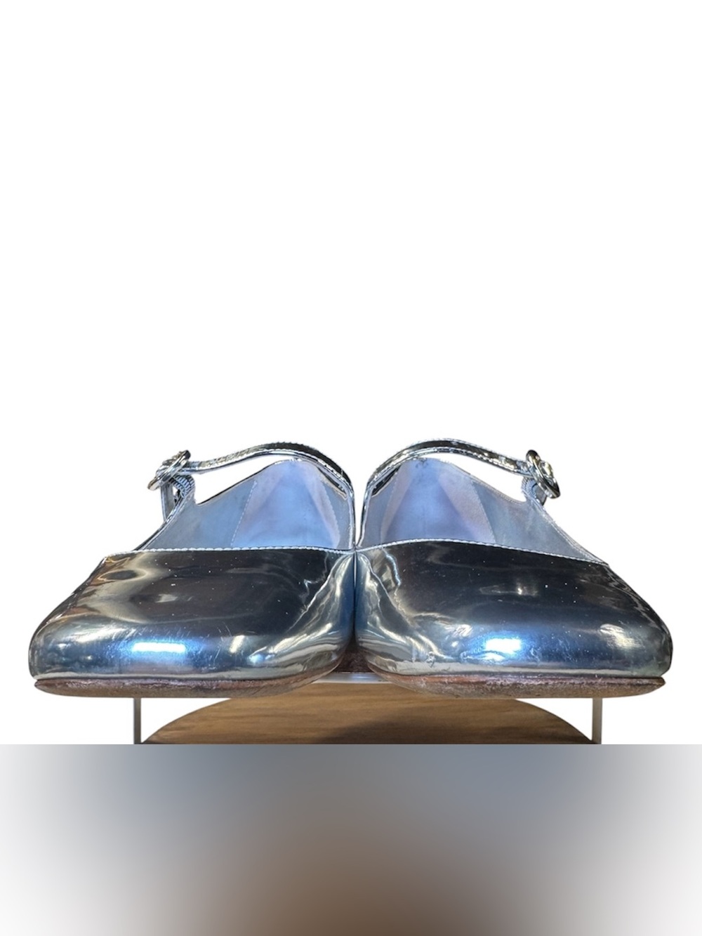 Larroude Blair Silver Mary Jane’s Ballet Flats Silver Mirror Size 8 Used - Picture 8 of 17